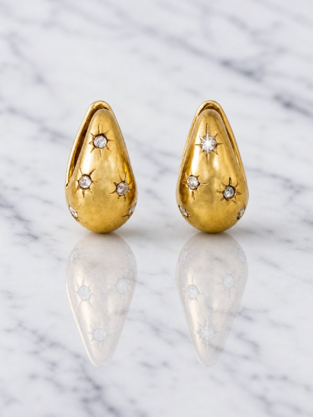 "Molly" Gold Sparkle Petra Hoops - Picture 2 of 2